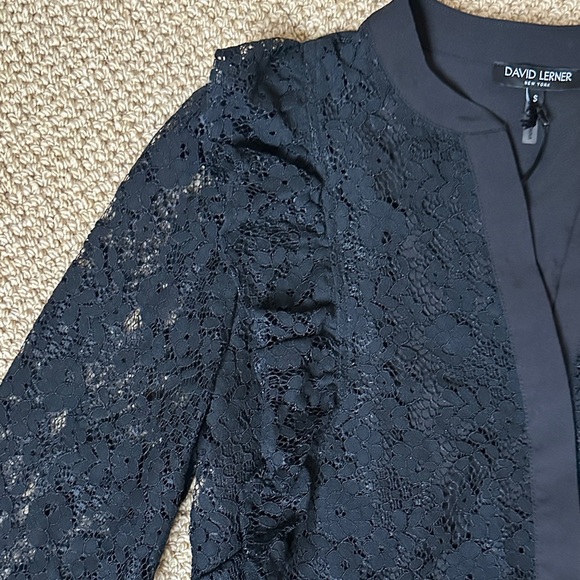 David Lerner Black Lace Long Sleeve Romper Dressy Night Out One-Piece Size S NWT - Picture 3 of 7